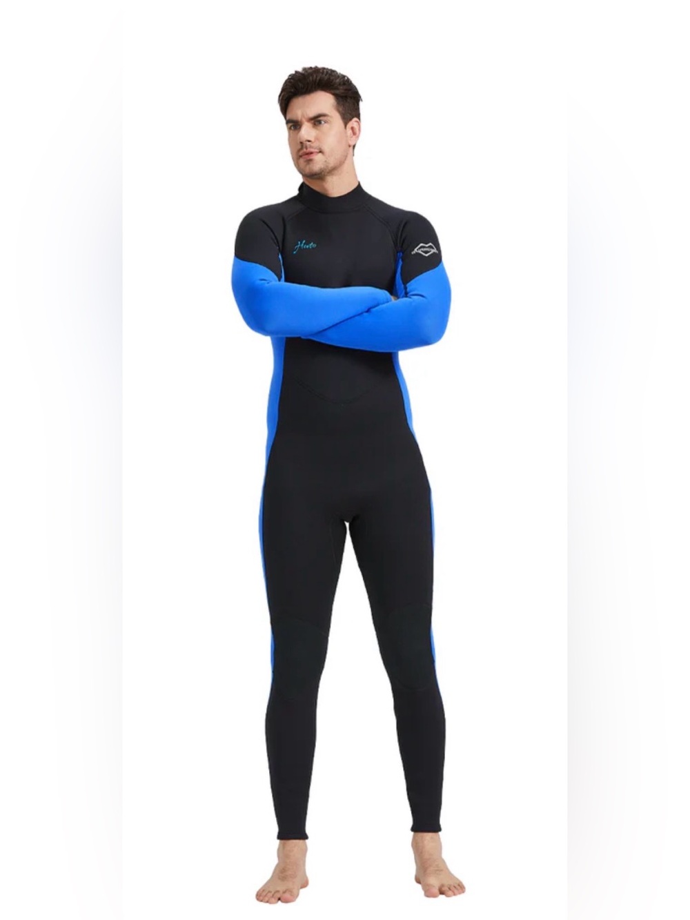 New Men’s Wetsuit 3/2mm Blue Back Zip for Diving Warmth & Flexibility
